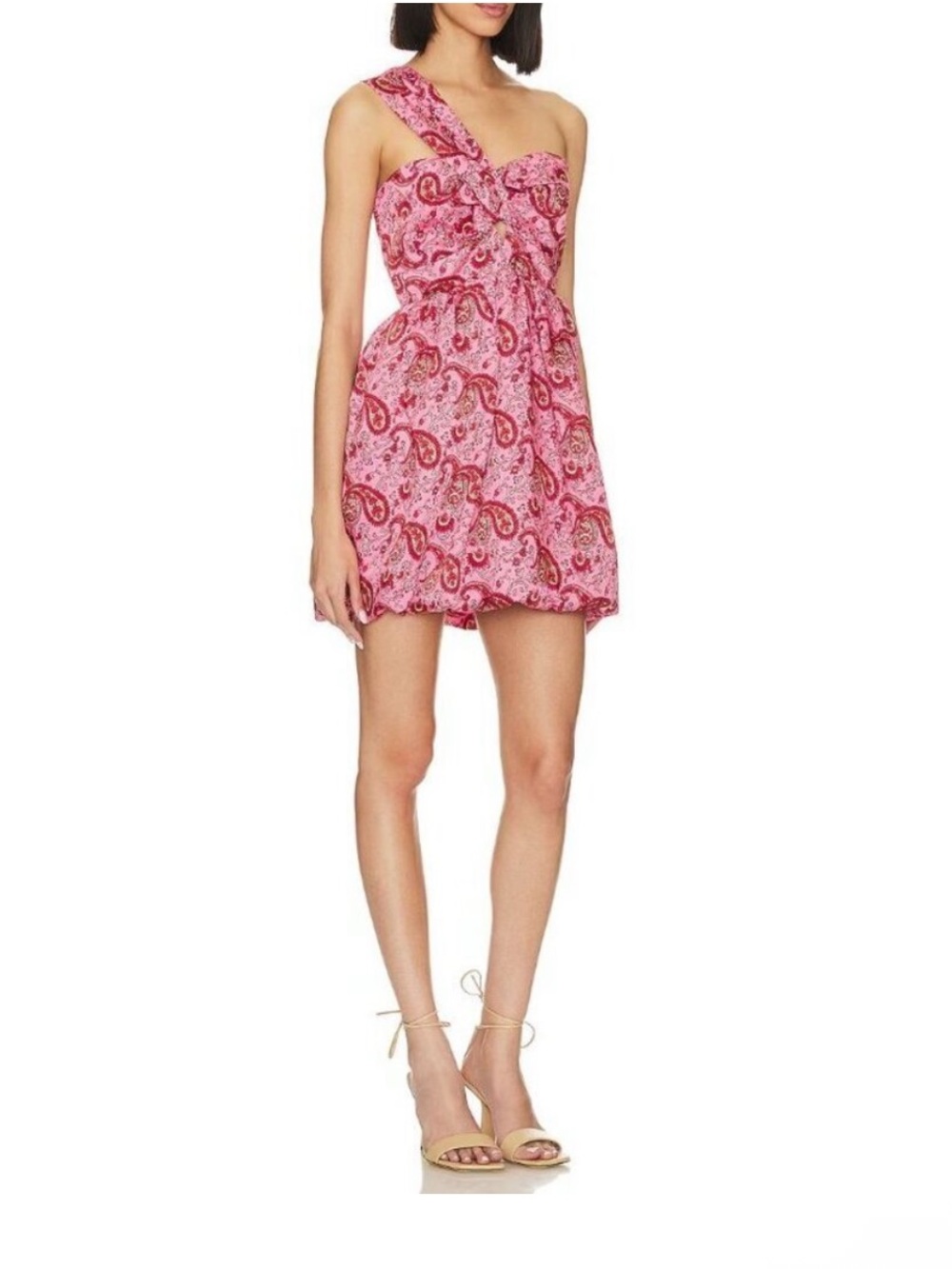 Likely Pink Paisley One-Shoulder Mini Dress Wedding Bubble Revolve 8 Medium - Picture 3 of 10